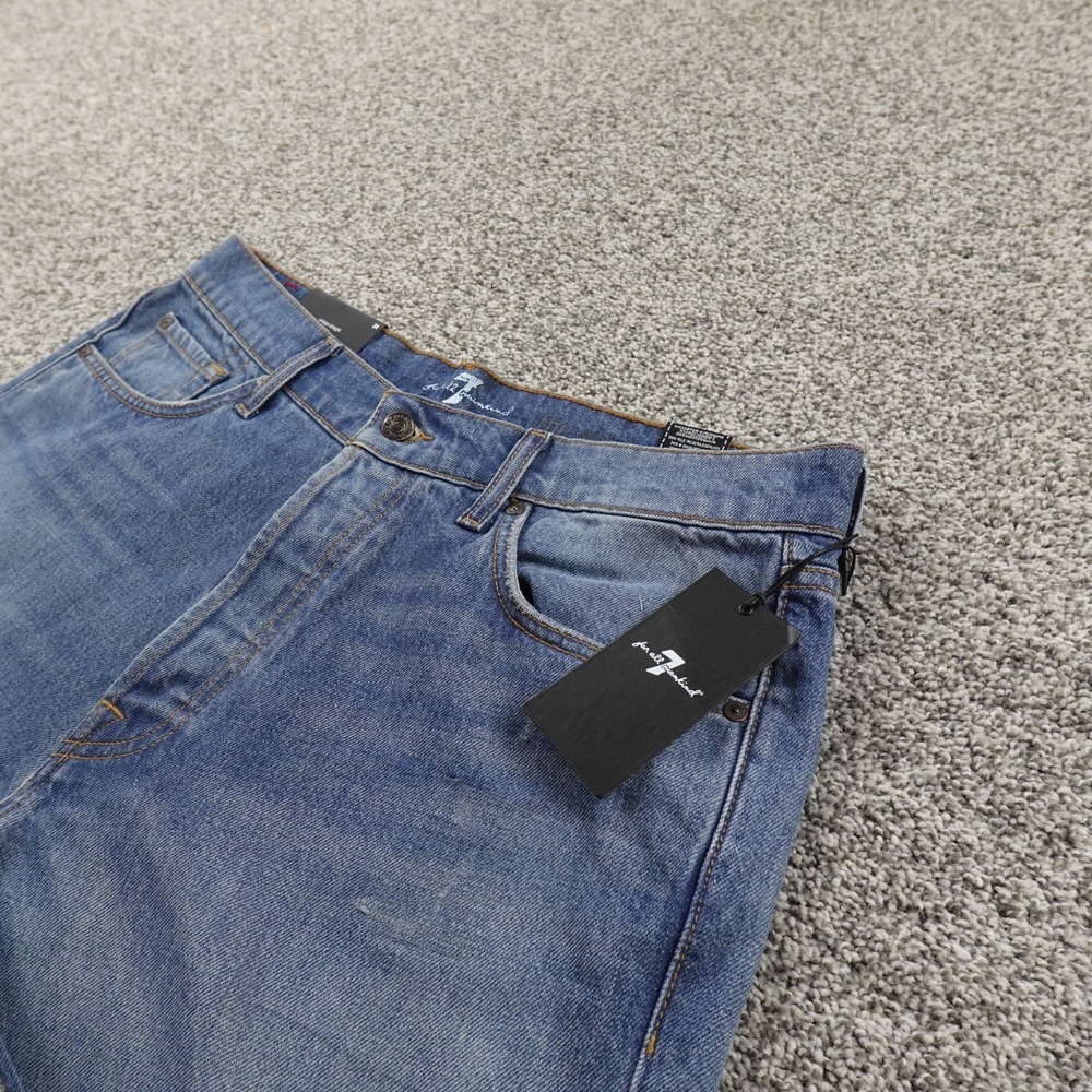 NEW 7 For All Mankind Jeans Mens 34X32 Dark Blue Denim Vintage Straight Pants